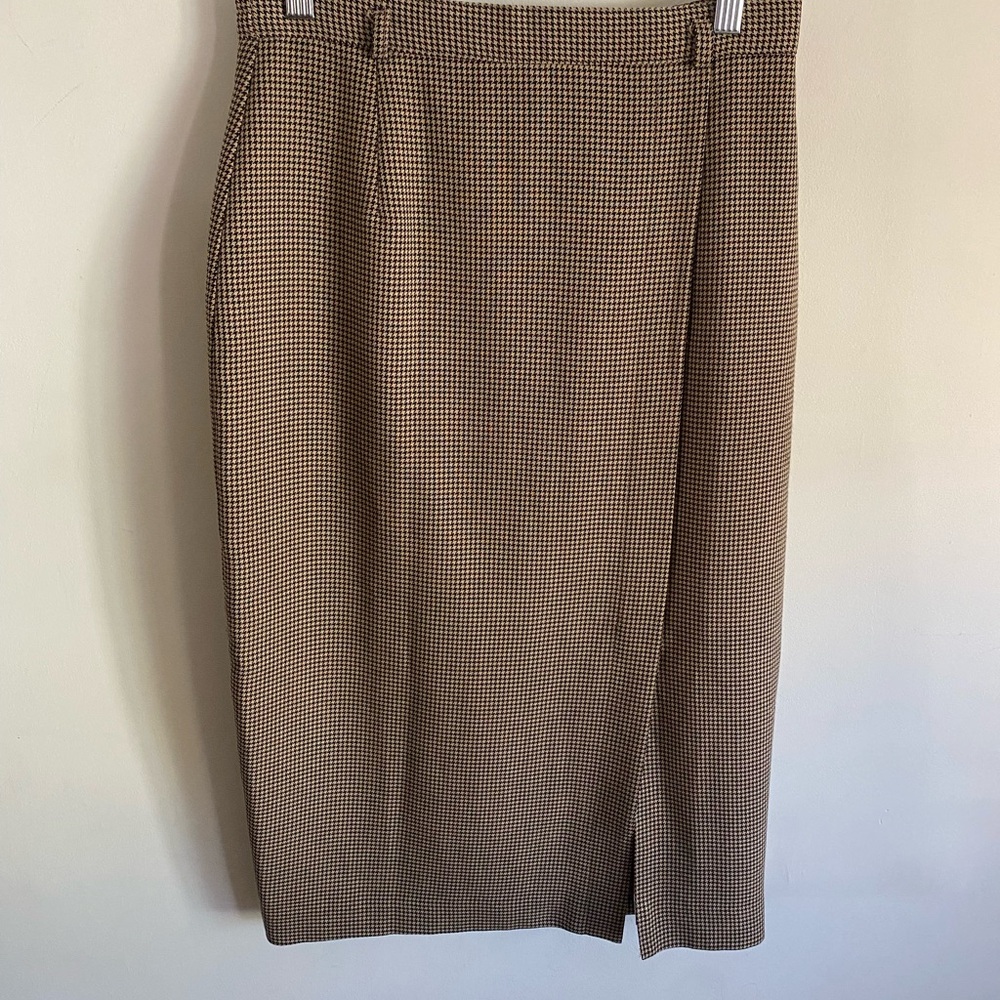Vintage Houndstooth Midi Pencil Skirt Office Siren Professional Pinup